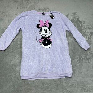 Disney Minnie Mouse Purple Faux Fur Sleepwear Loungewear Dress L NWT  6475